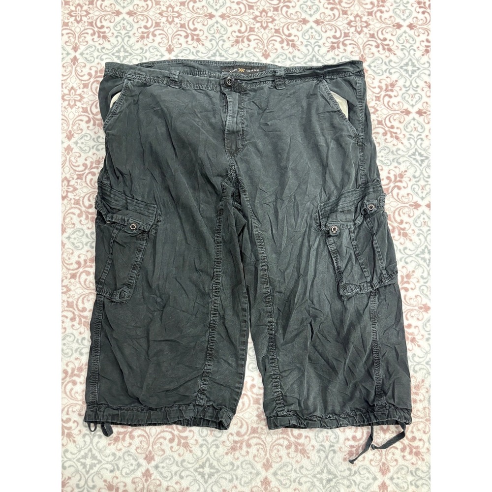 YXR Jeans Mens Cargo Shorts Faded Black 100 Cotton Relaxed Fit Size 42 Utility
